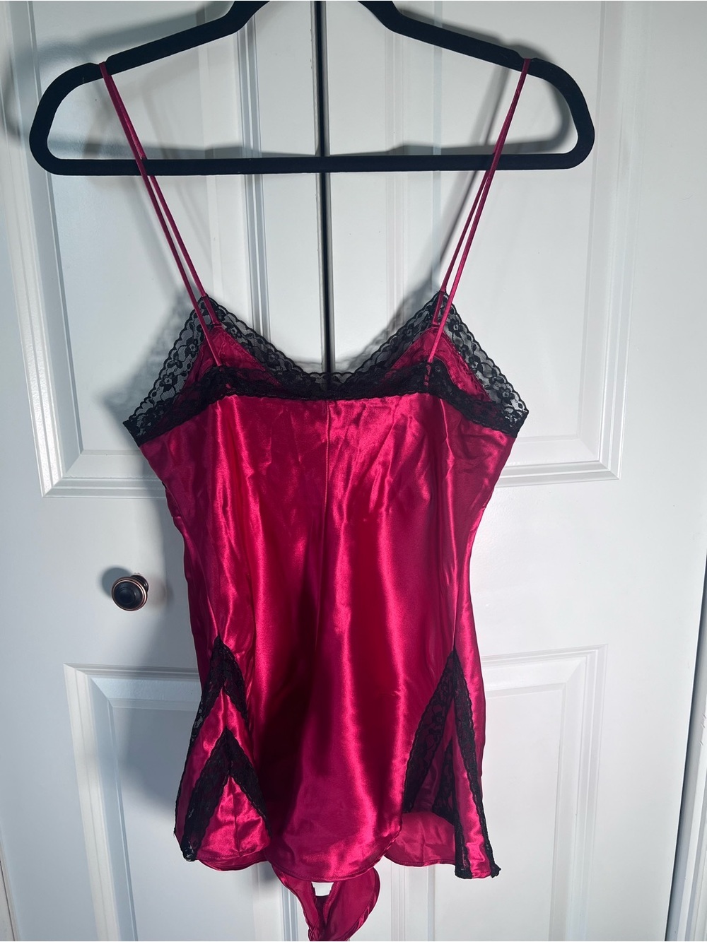 Victoria's Secret vintage gold label Fuchsia Satin Lace-Trim teddy romper - Picture 9 of 10